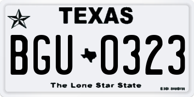 TX license plate BGU0323