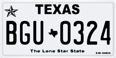 TX license plate BGU0324