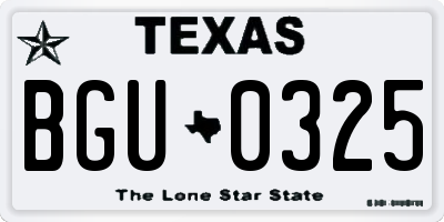 TX license plate BGU0325