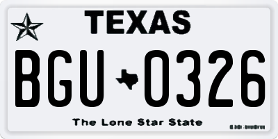 TX license plate BGU0326