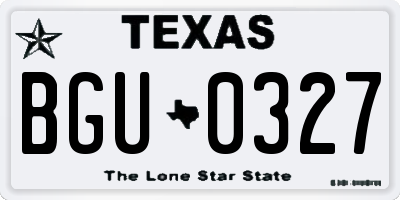 TX license plate BGU0327
