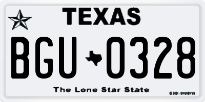 TX license plate BGU0328