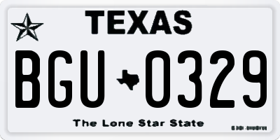 TX license plate BGU0329