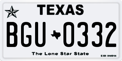TX license plate BGU0332