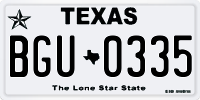 TX license plate BGU0335