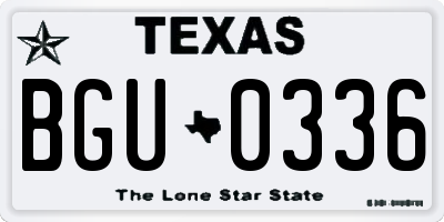 TX license plate BGU0336