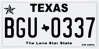 TX license plate BGU0337