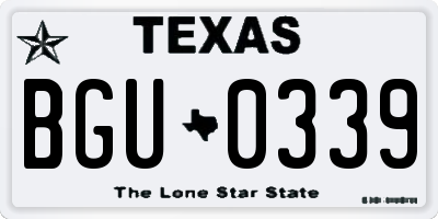 TX license plate BGU0339