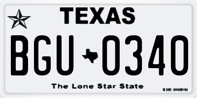 TX license plate BGU0340
