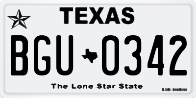 TX license plate BGU0342