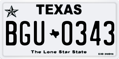 TX license plate BGU0343