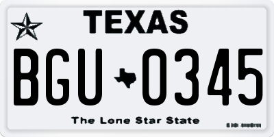 TX license plate BGU0345