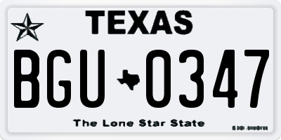 TX license plate BGU0347