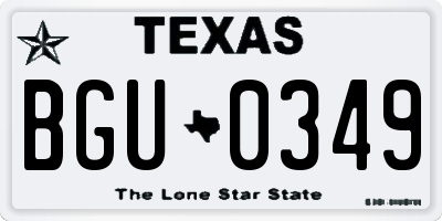 TX license plate BGU0349