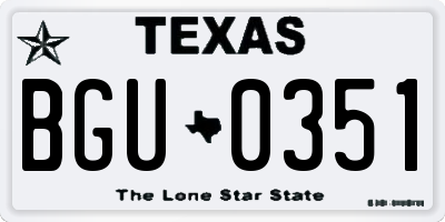 TX license plate BGU0351