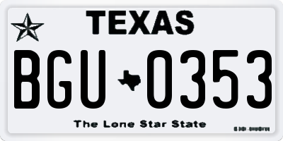 TX license plate BGU0353