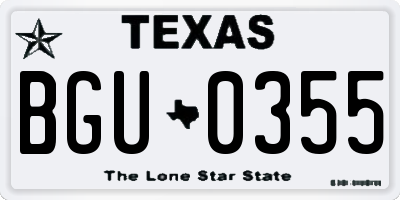 TX license plate BGU0355