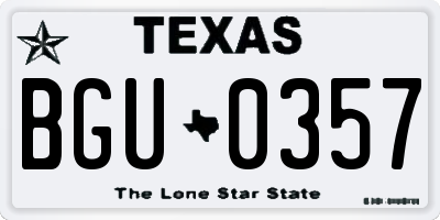 TX license plate BGU0357