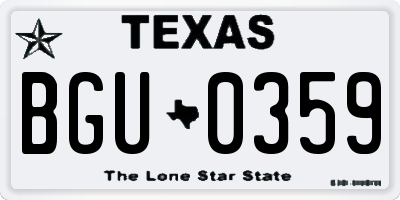 TX license plate BGU0359