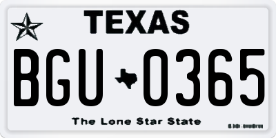 TX license plate BGU0365