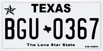 TX license plate BGU0367