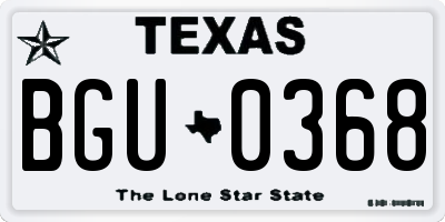 TX license plate BGU0368