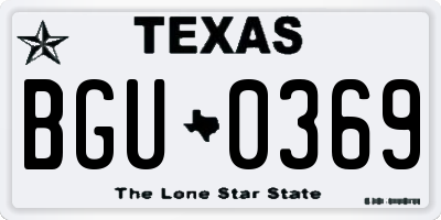 TX license plate BGU0369