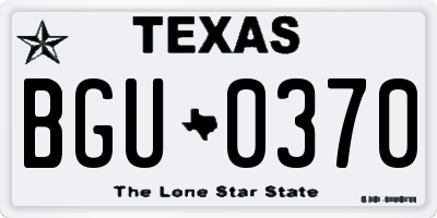 TX license plate BGU0370