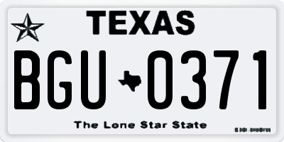 TX license plate BGU0371