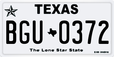 TX license plate BGU0372