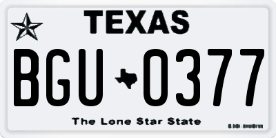 TX license plate BGU0377