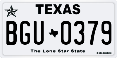 TX license plate BGU0379