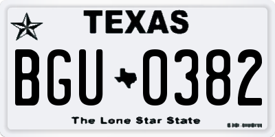 TX license plate BGU0382