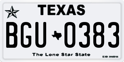 TX license plate BGU0383