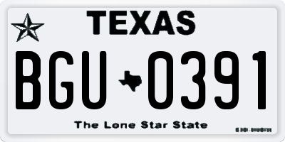 TX license plate BGU0391