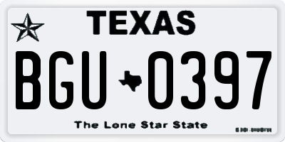 TX license plate BGU0397