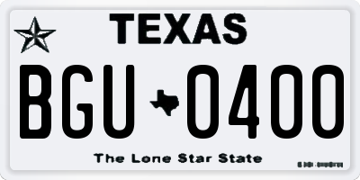TX license plate BGU0400