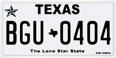 TX license plate BGU0404