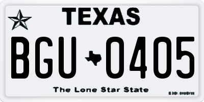 TX license plate BGU0405