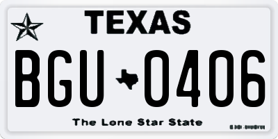 TX license plate BGU0406