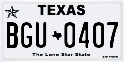 TX license plate BGU0407
