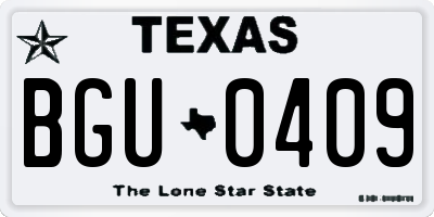 TX license plate BGU0409