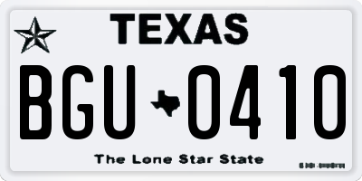 TX license plate BGU0410