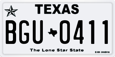 TX license plate BGU0411