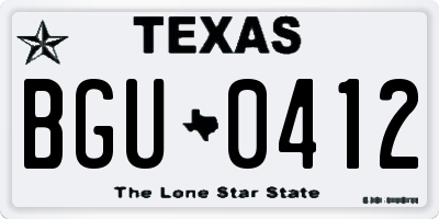 TX license plate BGU0412