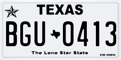 TX license plate BGU0413
