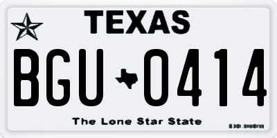 TX license plate BGU0414