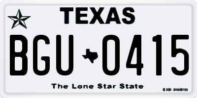 TX license plate BGU0415