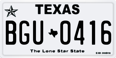 TX license plate BGU0416