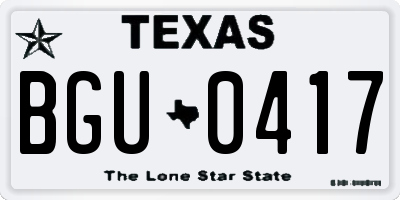 TX license plate BGU0417